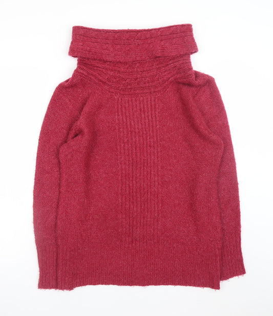 M&Co Women’s Red Roll Neck Acrylic Jumper Size 14