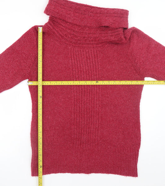 M&Co Women’s Red Roll Neck Acrylic Jumper Size 14