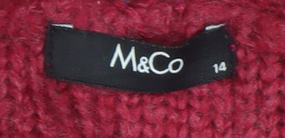 M&Co Women’s Red Roll Neck Acrylic Jumper Size 14