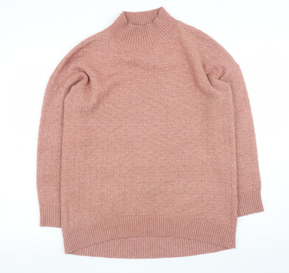 FatFace Women's Pink Mock Neck Knit Pullover Jumper Size 8
