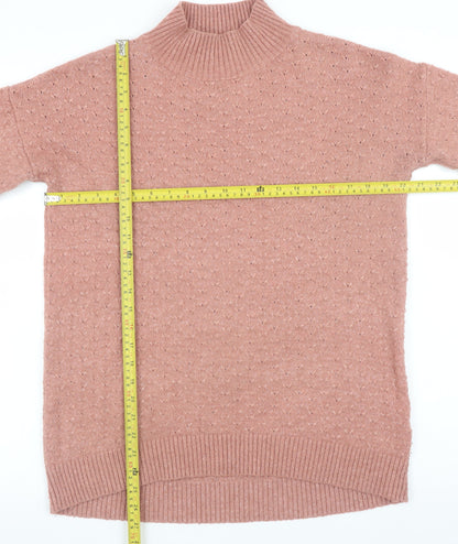 FatFace Women's Pink Mock Neck Knit Pullover Jumper Size 8