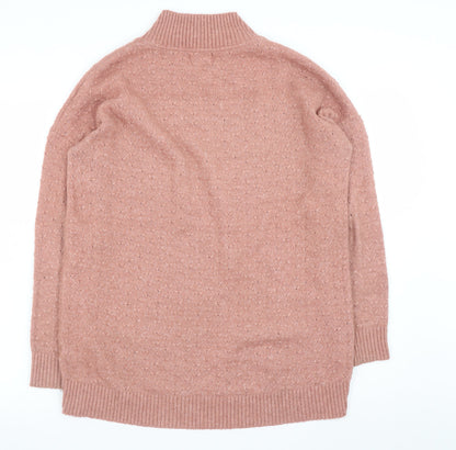 FatFace Women's Pink Mock Neck Knit Pullover Jumper Size 8