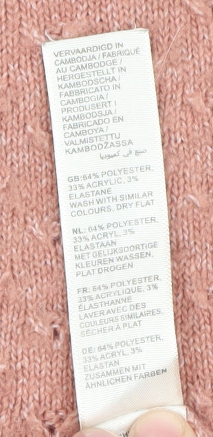 FatFace Women's Pink Mock Neck Knit Pullover Jumper Size 8