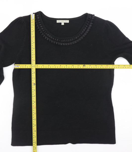 Marks and Spencer Per Una Womens Black Size 12 Round Neck Knit Jumper