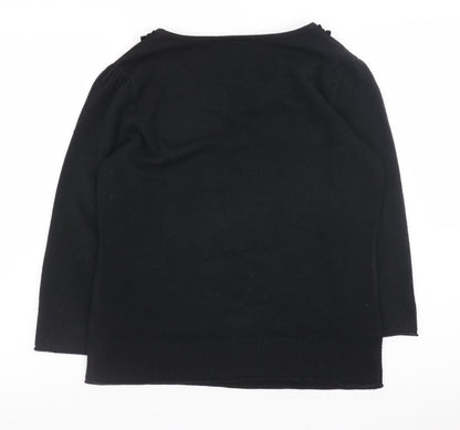Marks and Spencer Per Una Womens Black Size 12 Round Neck Knit Jumper