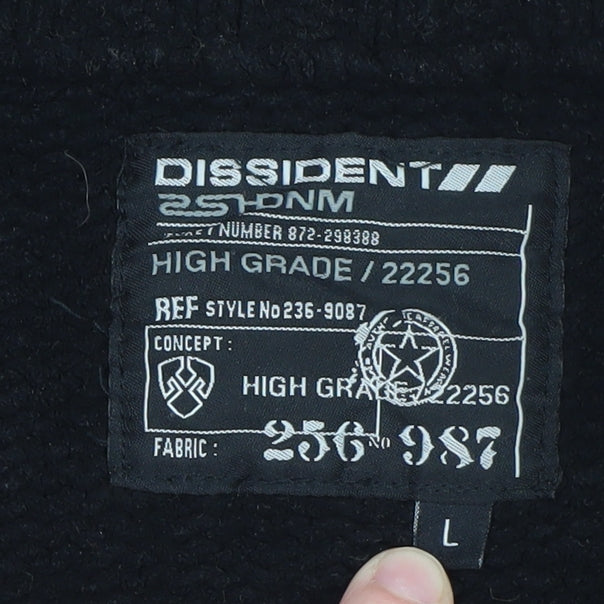 Mens UK Size L Dissident Black 1/2 Zip Sweatshirt