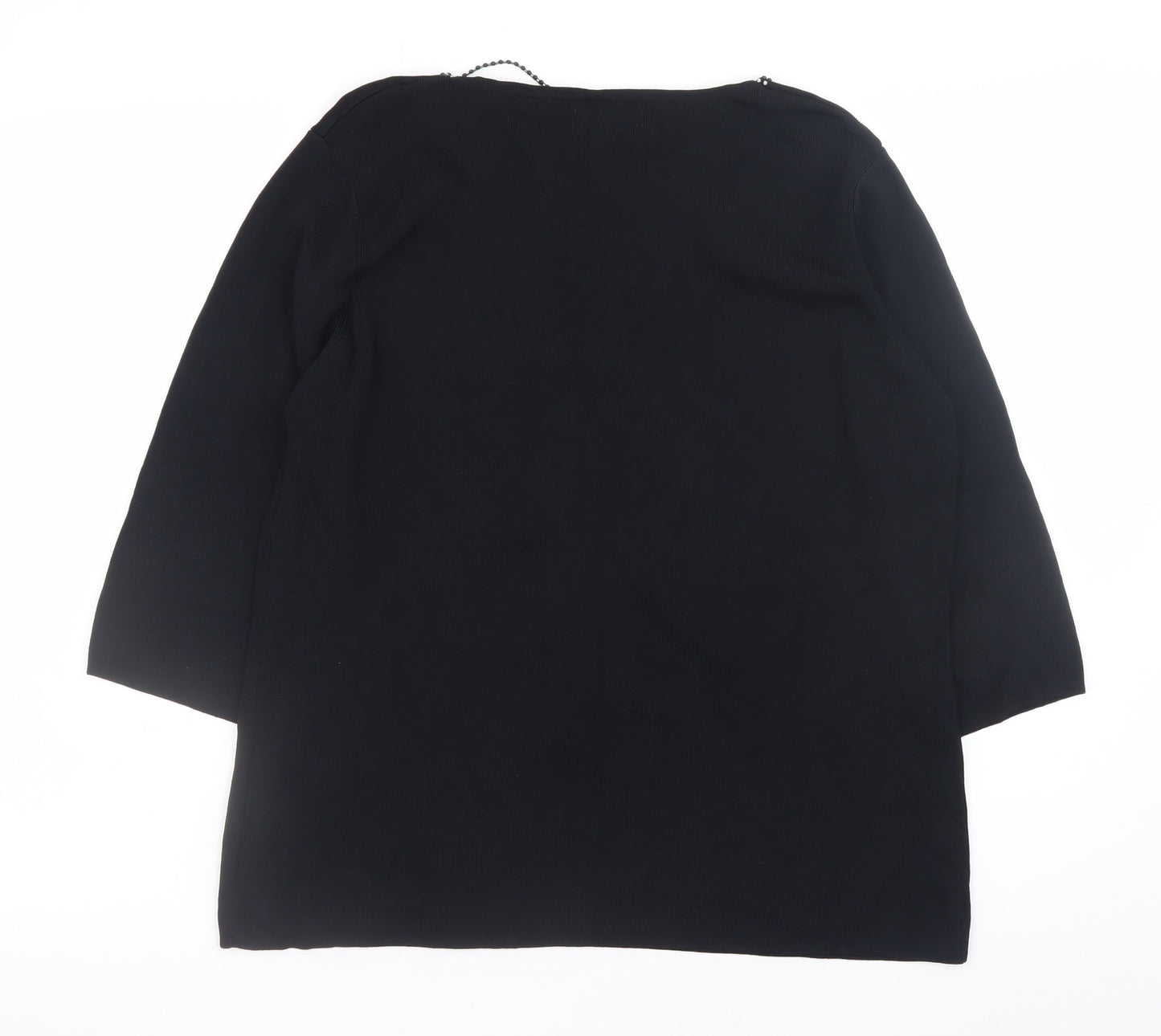 SKY Women’s Black Beaded V-Neck Pullover Jumper Size 4