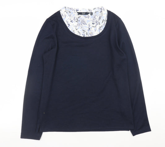 ISLE Essentials Women's Navy Blue Scoop Neck Pullover Jumper Size 10-12