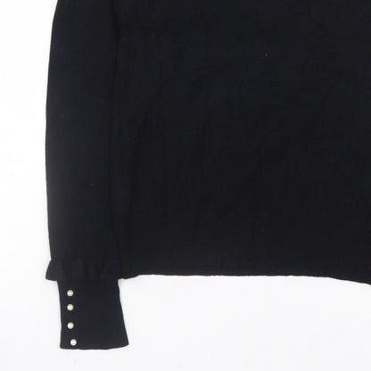 Zara Men Black Knit Pullover Jumper Size M Crew Neck Long Sleeve