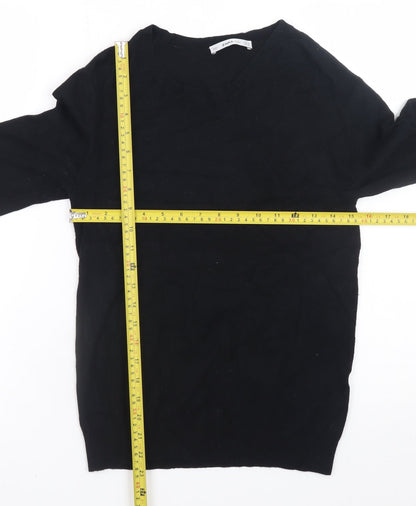 Zara Men Black Knit Pullover Jumper Size M Crew Neck Long Sleeve