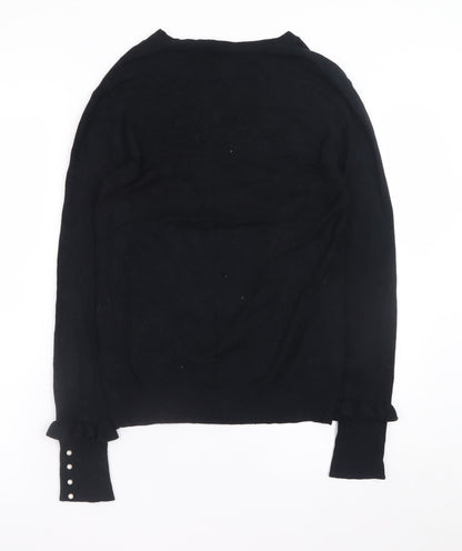 Zara Men Black Knit Pullover Jumper Size M Crew Neck Long Sleeve