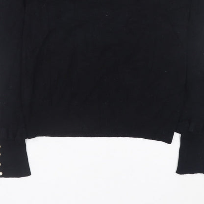 Zara Men Black Knit Pullover Jumper Size M Crew Neck Long Sleeve