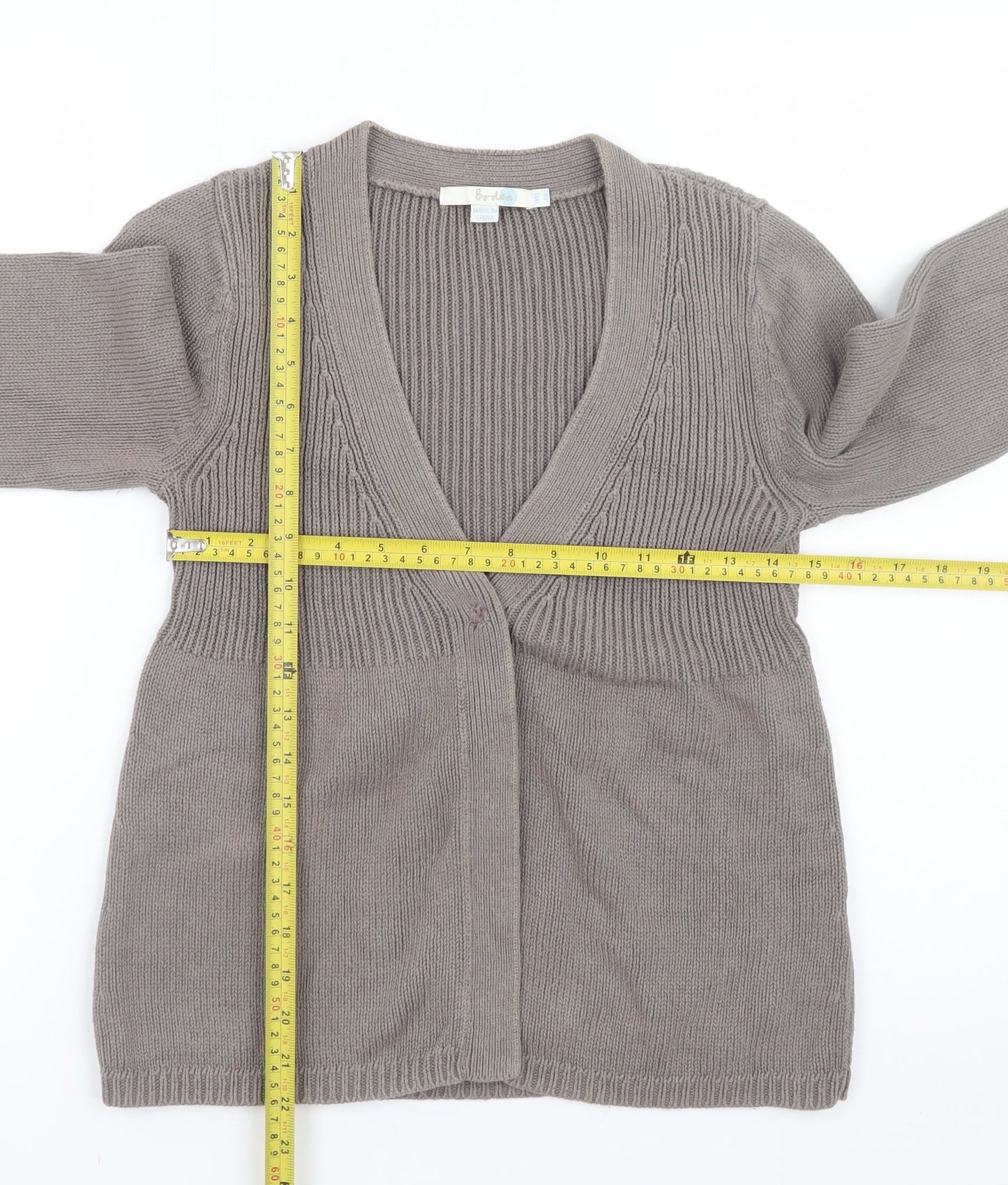 Boden Women Beige Cotton V-Neck Long Sleeve Cardigan Size 10