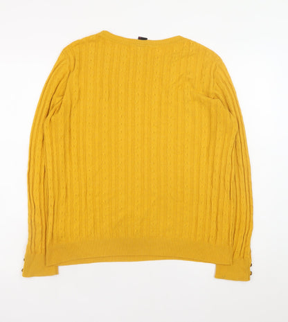 Gok for Tu Women Yellow Cable-Knit Crew Neck Jumper Size 14