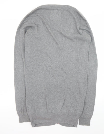 Jack Wills Women's Grey Cotton V-Neck Cardigan Size 12