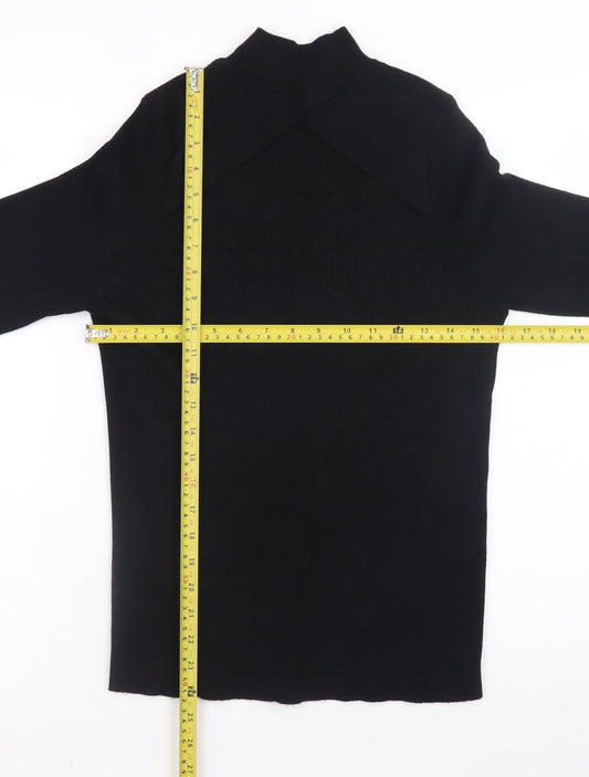 F&F Women’s Black Mock Neck Long Sleeve Pullover Jumper L