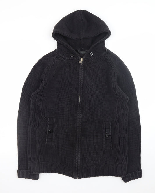 Full Circle Men's Black Cotton Hooded Full Zip Jumper Size L