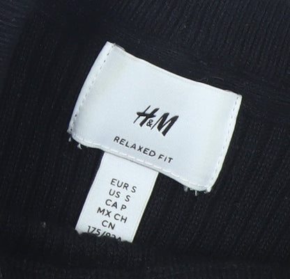 H&M Men's Black Cotton Relaxed Fit Crew Neck Jumper Size S