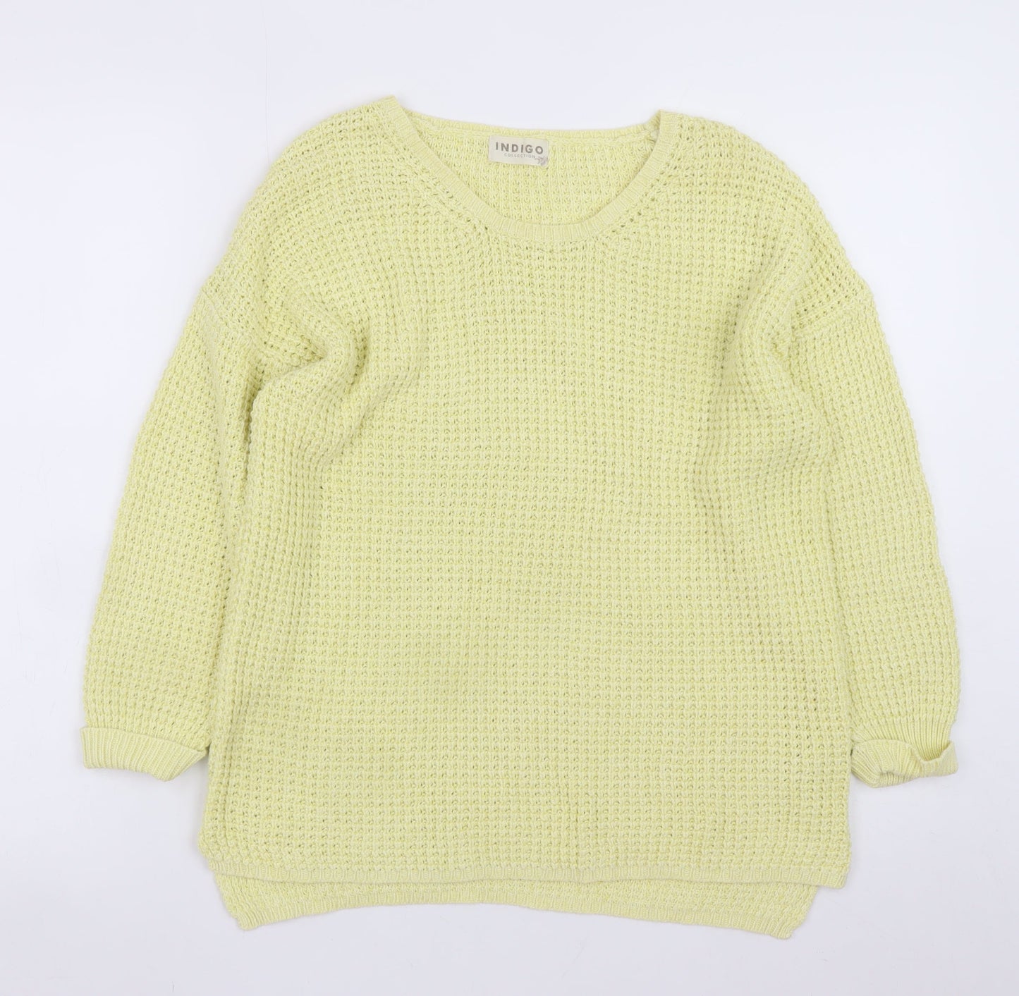 Marks and Spencer Women Yellow Waffle Knit Cotton Jumper UK 12