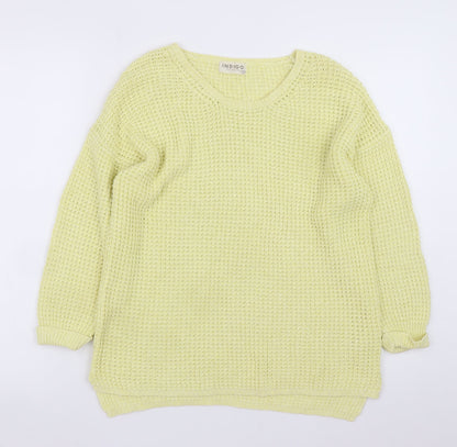 Marks and Spencer Women Yellow Waffle Knit Cotton Jumper UK 12