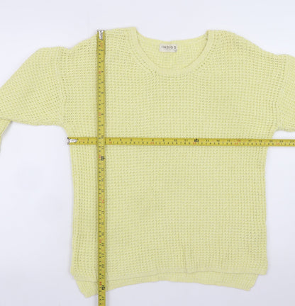 Marks and Spencer Women Yellow Waffle Knit Cotton Jumper UK 12