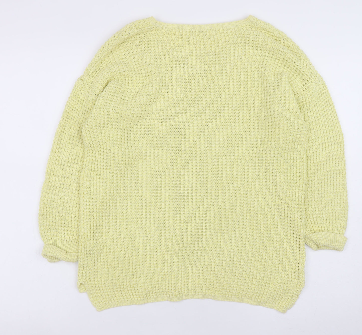 Marks and Spencer Women Yellow Waffle Knit Cotton Jumper UK 12