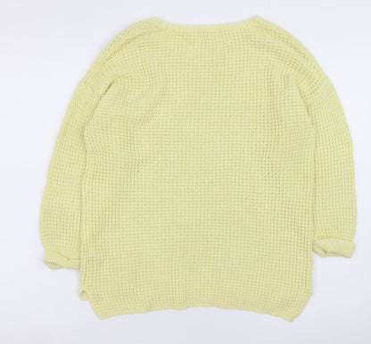 Marks and Spencer Women Yellow Waffle Knit Cotton Jumper UK 12