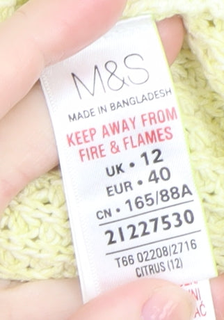 Marks and Spencer Women Yellow Waffle Knit Cotton Jumper UK 12