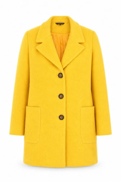 Peacocks Women's Yellow Polyester Overcoat Size 14