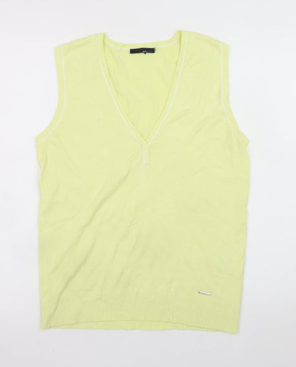 Brax Golf Men's Yellow Sleeveless V-Neck T-Shirt M Viscose Blend