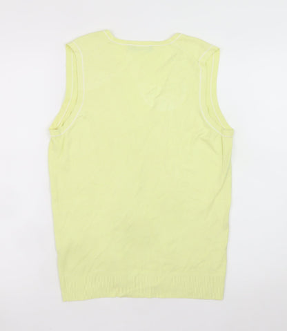 Brax Golf Men's Yellow Sleeveless V-Neck T-Shirt M Viscose Blend