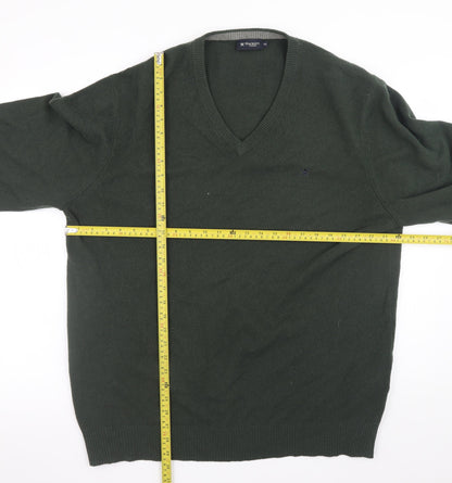 Hackett London Men's Green Wool V-Neck Pullover Jumper 2XL