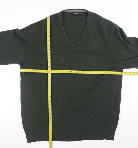 Hackett London Men's Green Wool V-Neck Pullover Jumper 2XL