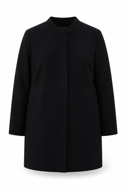 Wallis Womens Black Size 18 Collarless Mid-Length Coat