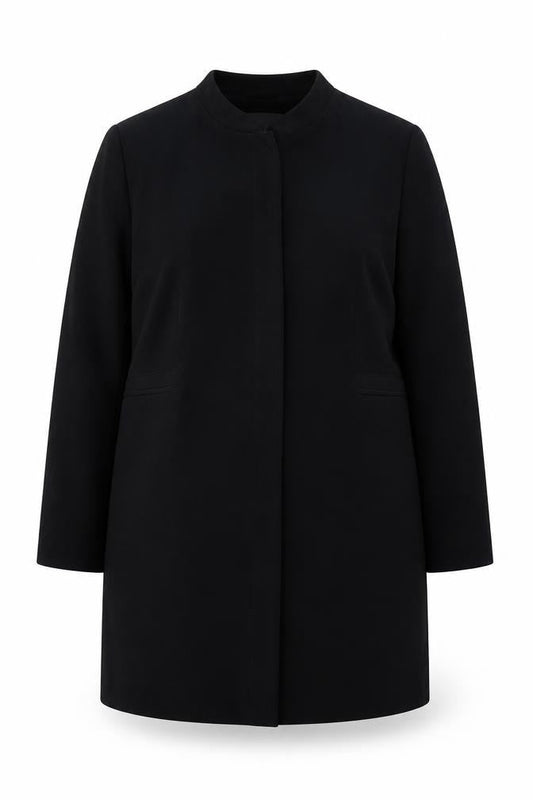 Wallis Womens Black Size 18 Collarless Mid-Length Coat