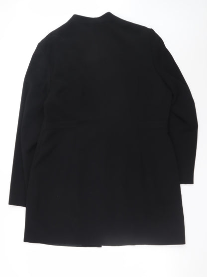 Wallis Womens Black Size 18 Collarless Mid-Length Coat