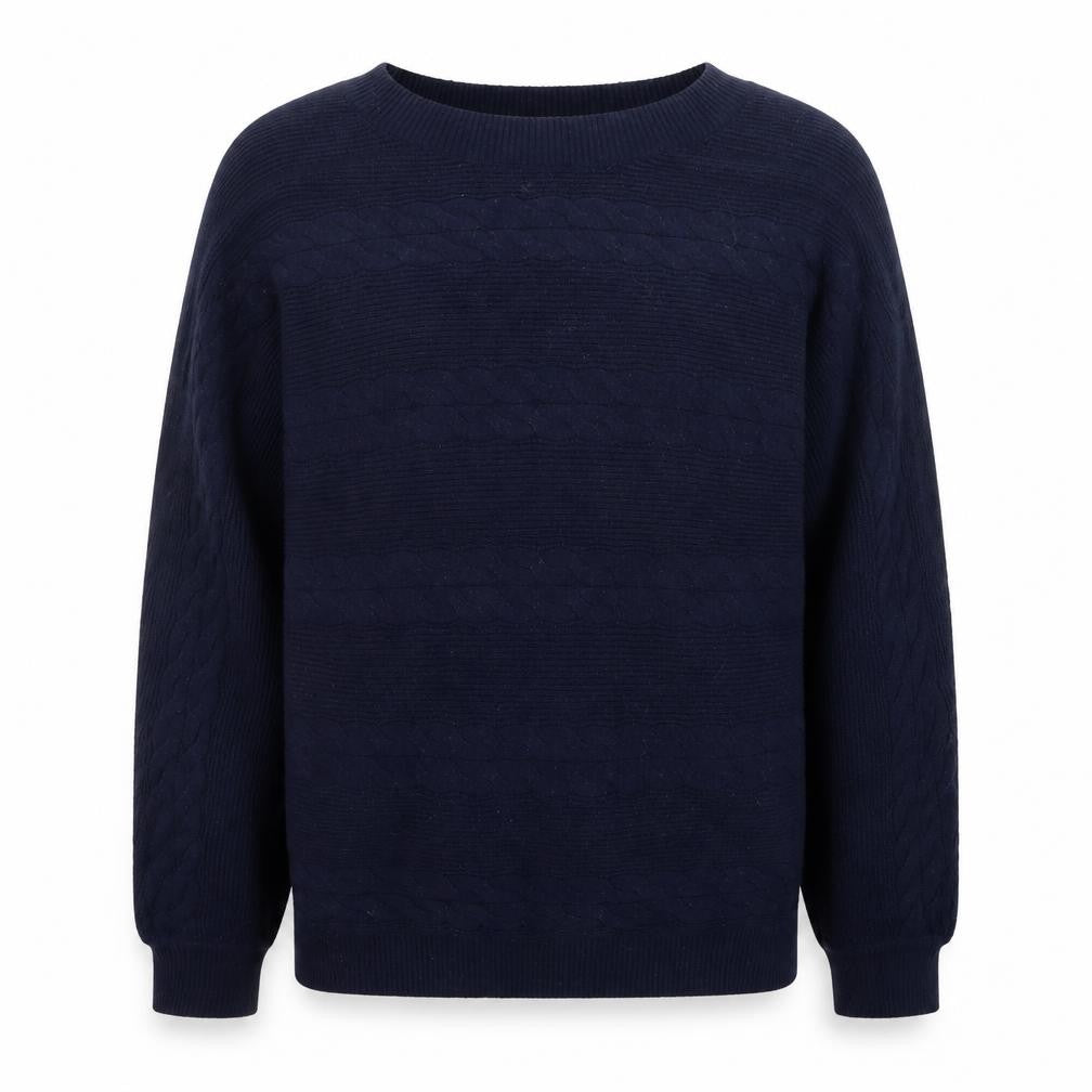 Tu Men's Blue Cable-Knit Crew Neck Jumper Size S