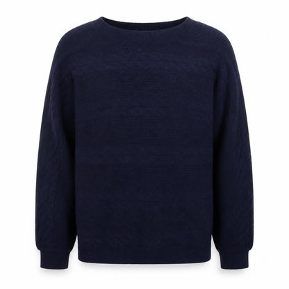 Tu Men's Blue Cable-Knit Crew Neck Jumper Size S