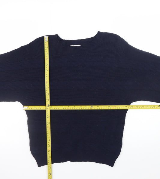 Tu Men's Blue Cable-Knit Crew Neck Jumper Size S