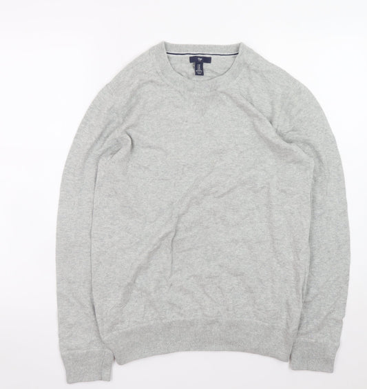 Gap Mens Grey Cotton Crew Neck Pullover Jumper Size M