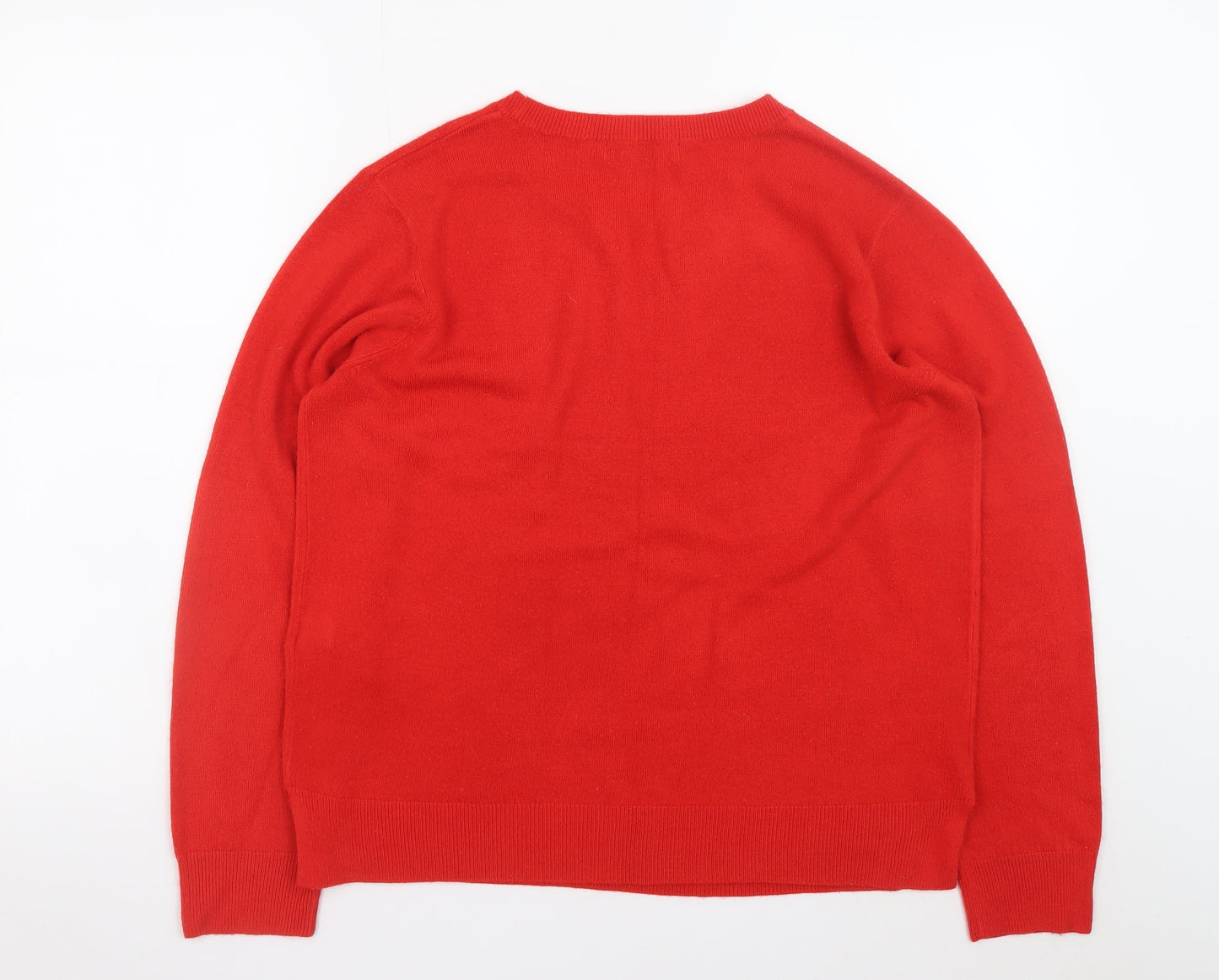 Marks and Spencer Women's Red Acrylic Crew Neck Jumper UK 16