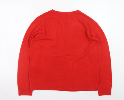 Marks and Spencer Women's Red Acrylic Crew Neck Jumper UK 16