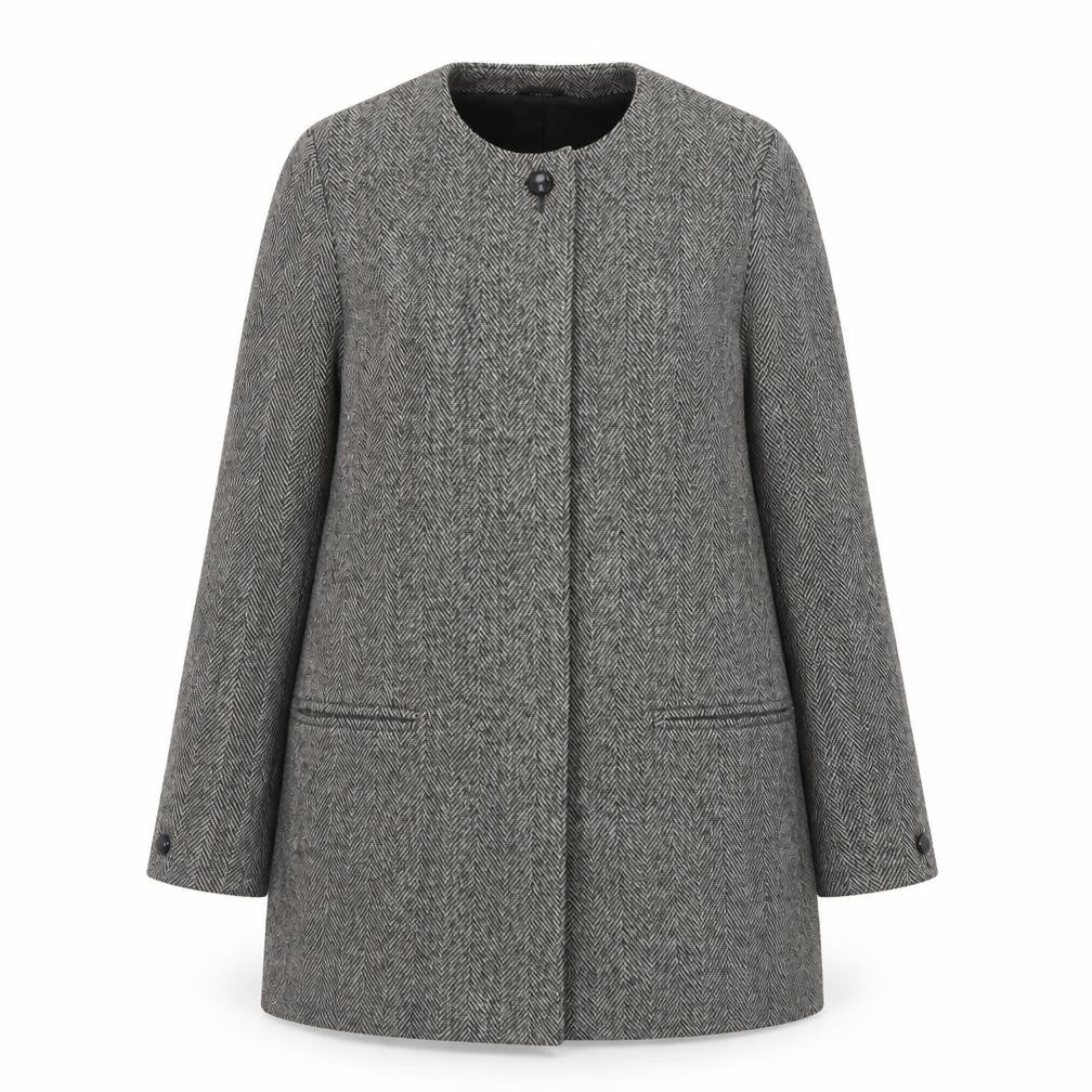 Planet Women’s Grey Wool Herringbone Mid-Length Coat Size 10