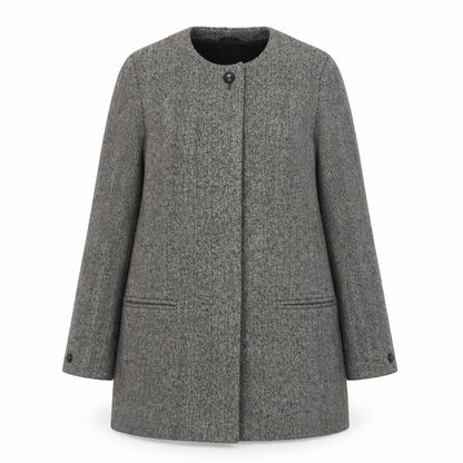 Planet Women’s Grey Wool Herringbone Mid-Length Coat Size 10