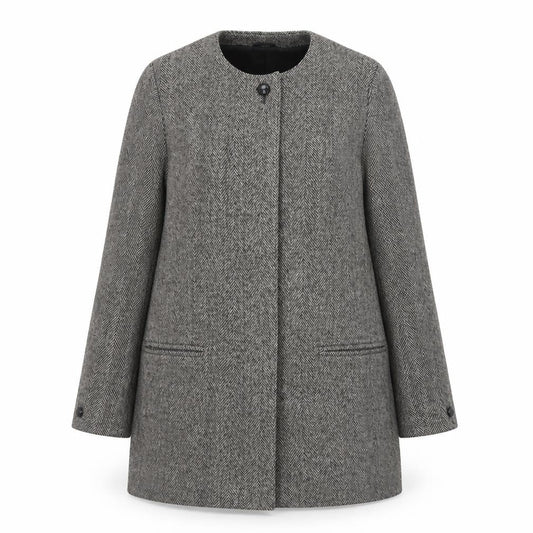 Planet Women’s Grey Wool Herringbone Mid-Length Coat Size 10