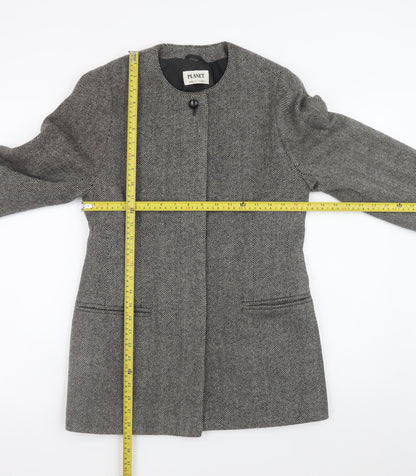 Planet Women’s Grey Wool Herringbone Mid-Length Coat Size 10