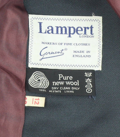 Lampert London Womens Black Wool Long Overcoat Size 12