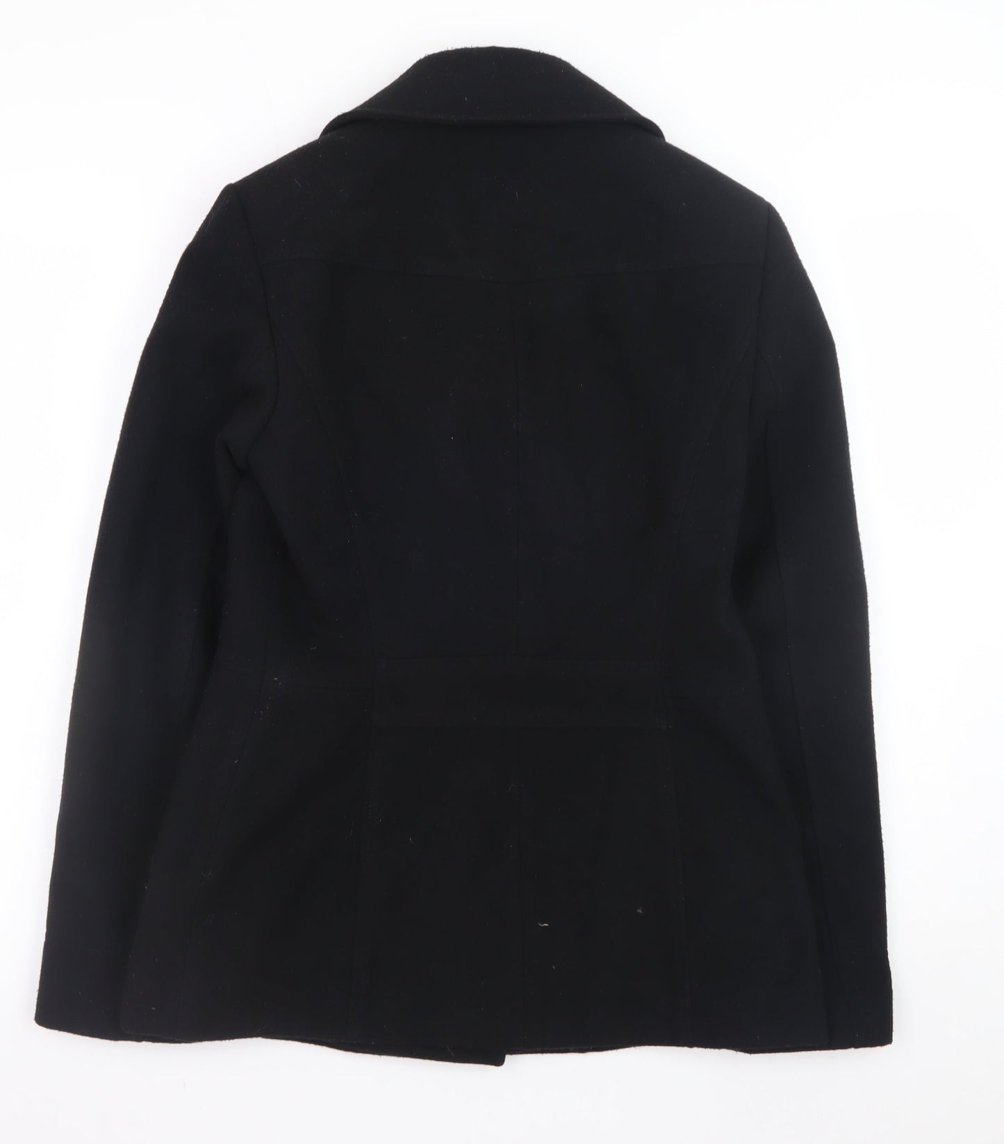 Esprit Women Black Wool Blend Pea Coat UK 10 Double Breasted Jacket