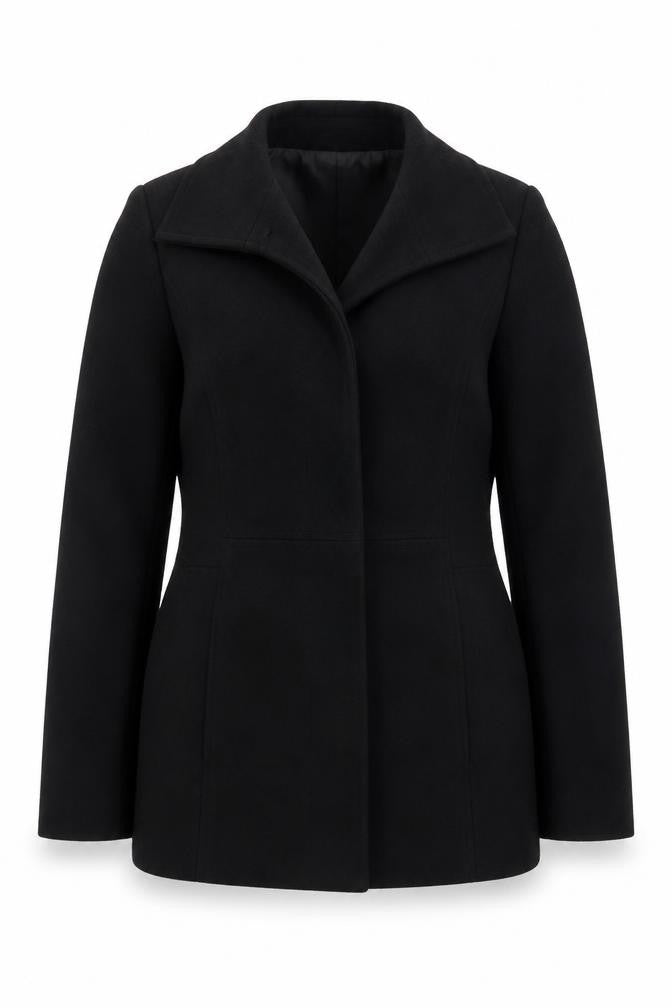 Esprit Women Black Wool Blend Pea Coat UK 10 Double Breasted Jacket