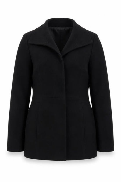 Esprit Women Black Wool Blend Pea Coat UK 10 Double Breasted Jacket